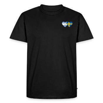 Coeur de drapeau Argentine Suède - T-shirt Premium bio Homme - noir - Devant - Nico (187cm)