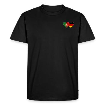 Portugal Allemagne Flag Heart - T-shirt Premium bio Homme - noir - Devant - Nico (187cm)
