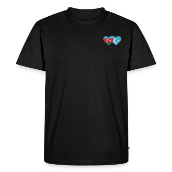 Azerbaijani Uighurs Flag Heart - Men's Premium Organic T-Shirt - black - Front - Nico (187cm)