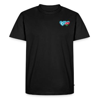 Ouïghours Pavillon azerbaïdjanais Cœur - T-shirt Premium bio Homme - noir - Devant - Nico (187cm)