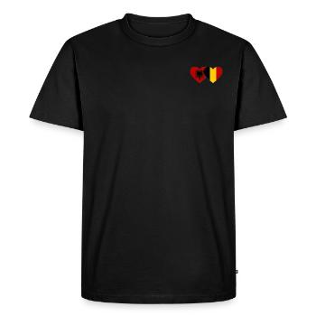 Albanie Belgique Drapeau Coeur - T-shirt Premium bio Homme - noir - Devant - Nico (187cm)