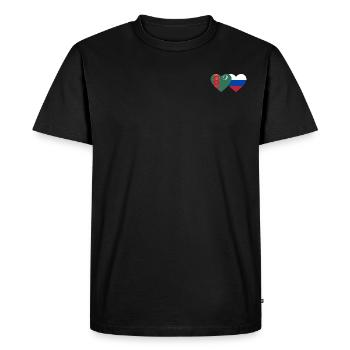 Turkménistan Russie Flag Coeur - T-shirt Premium bio Homme - noir - Devant - Nico (187cm)