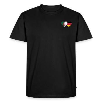 Algérie Allemagne Flag Coeur - T-shirt Premium bio Homme - noir - Devant - Nico (187cm)