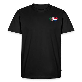 Algeria Holland Flag Heart - Men's Premium Organic T-Shirt - black - Front - Nico (187cm)
