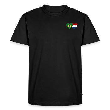 Brésil Hollande drapeau coeur - T-shirt Premium bio Homme - noir - Devant - Nico (187cm)