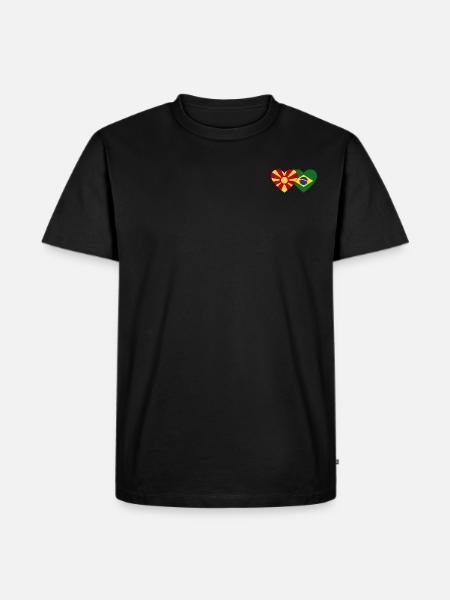 Macédoine Brésil Drapeau Coeur - T-shirt Premium bio Homme - noir