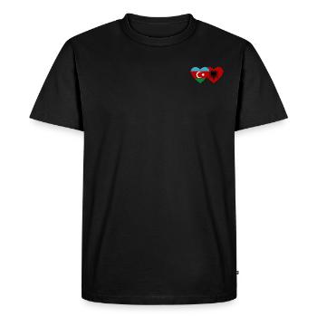 Azerbaïdjan Albanie Drapeau Coeur - T-shirt Premium bio Homme - noir - Devant - Nico (187cm)