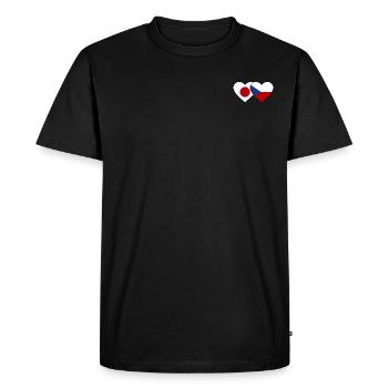 Japon République tchèque Flag Heart - T-shirt Premium bio Homme - noir - Devant - Nico (187cm)