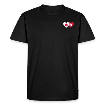 Japan Tunisia Flag Heart - Men's Premium Organic T-Shirt - black - Front - Nico (187cm)