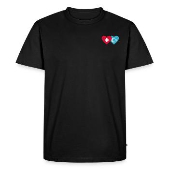 Switzerland Uighur Flag Heart - Men's Premium Organic T-Shirt - black - Front - Nico (187cm)