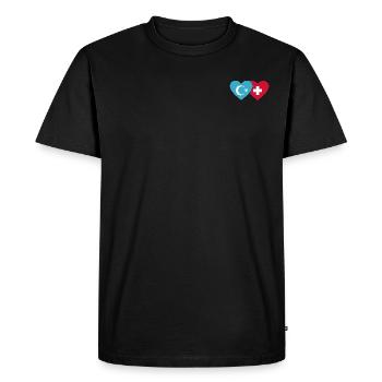 Uighurs Switzerland Flag Heart - Men's Premium Organic T-Shirt - black - Front - Nico (187cm)
