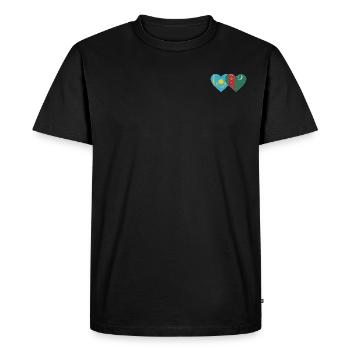Kazakhstan Turkménistan Drapeau Coeur - T-shirt Premium bio Homme - noir - Devant - Nico (187cm)