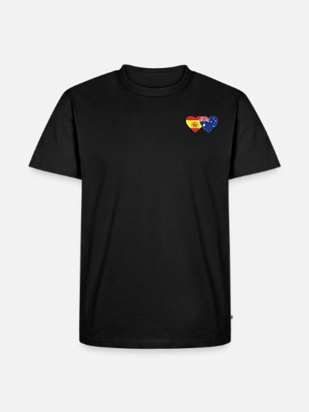 Spain Australia Flag Heart - Men's Premium Organic T-Shirt - black
