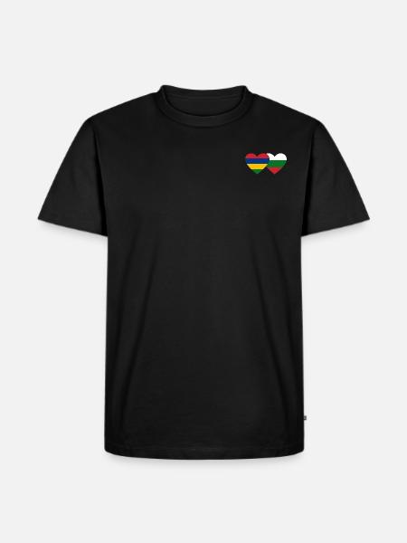 Mauritius Bulgaria Flag Heart - Men's Premium Organic T-Shirt - black