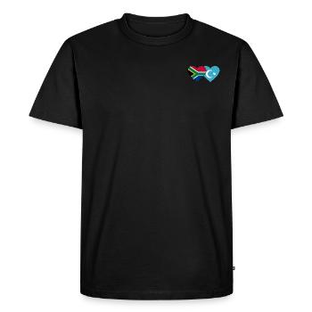 South Africa Uighur Flag Heart - Men's Premium Organic T-Shirt - black - Front - Nico (187cm)
