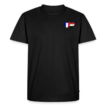 France Syrie drapeau coeur - T-shirt Premium bio Homme - noir - Devant - Nico (187cm)