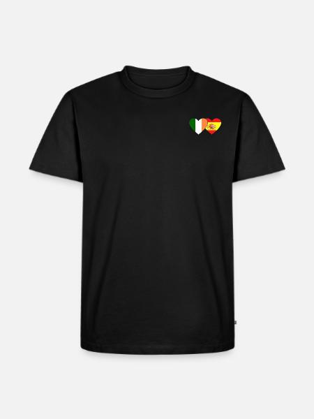 Ireland Spain Flag Heart - Men's Premium Organic T-Shirt - black
