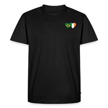 Brazil Ireland Flag Heart - Men's Premium Organic T-Shirt - black - Front - Nico (187cm)