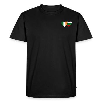 Irlande Bulgarie Flag Heart - T-shirt Premium bio Homme - noir - Devant - Nico (187cm)