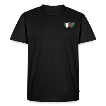 Irlande Turkménistan Flag Heart - T-shirt Premium bio Homme - noir - Devant - Nico (187cm)