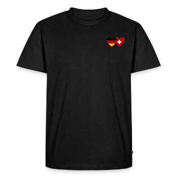 Germany Switzerland Heart Flag - Men's Premium Organic T-Shirt - black - Front - Nico (187cm)