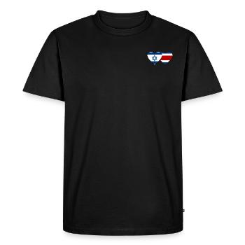 Israël Costa Rica drapeau coeur - T-shirt Premium bio Homme - noir - Devant - Nico (187cm)