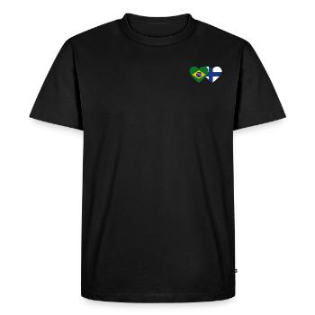 Brazil Finland Flag Heart - Men's Premium Organic T-Shirt - black - Front - Nico (187cm)