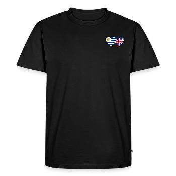 Uruguay England Herz Flagge - Männer Premium Bio T-Shirt - Schwarz - Vorne - Nico (187cm)