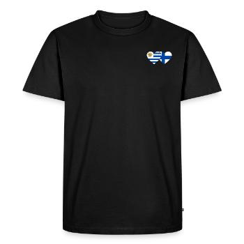 Uruguay Finlande Drapeau du cœur - T-shirt Premium bio Homme - noir - Devant - Nico (187cm)