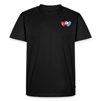Turkey Uruguay Heart Flag - Men's Premium Organic T-Shirt - black - Front - Nico (187cm)