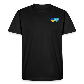Ukraine Uyghurs Heart Flag - Men's Premium Organic T-Shirt - black - Front - Nico (187cm)