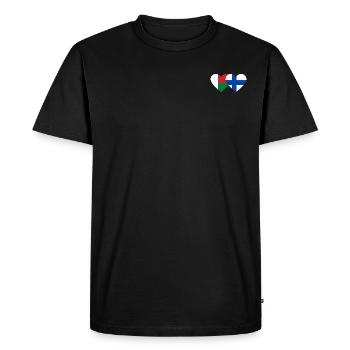 Madagascar Finlande Drapeau du Cœur - T-shirt Premium bio Homme - noir - Devant - Nico (187cm)