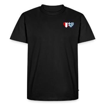 Pérou Grèce Drapeau du cœur - T-shirt Premium bio Homme - noir - Devant - Nico (187cm)