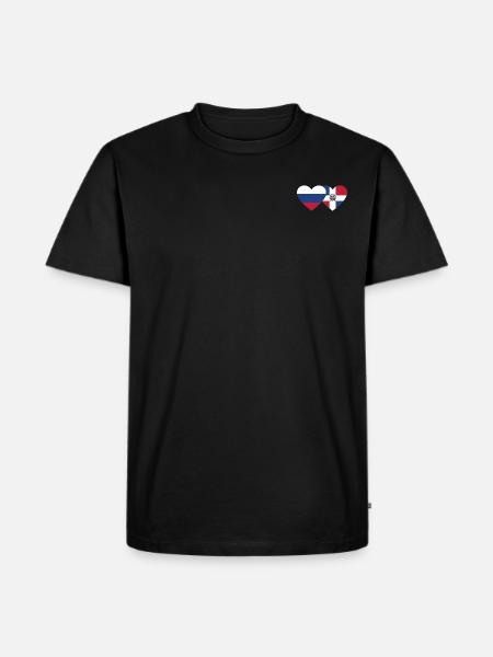 Russie République dominicaine Flag Heart - T-shirt Premium bio Homme - noir