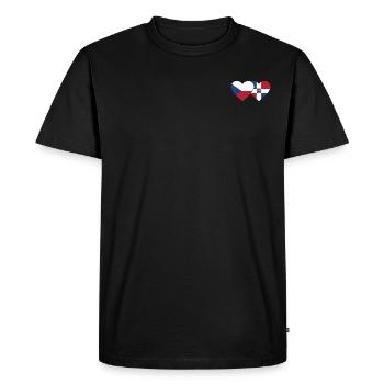 Czech Republic Dominican Republic Flag Heart - Men's Premium Organic T-Shirt - black - Front - Nico (187cm)
