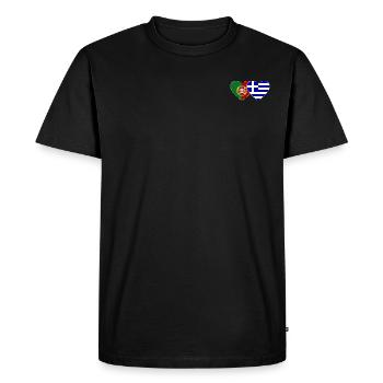 Portugal Grèce Flag Coeur - T-shirt Premium bio Homme - noir - Devant - Nico (187cm)
