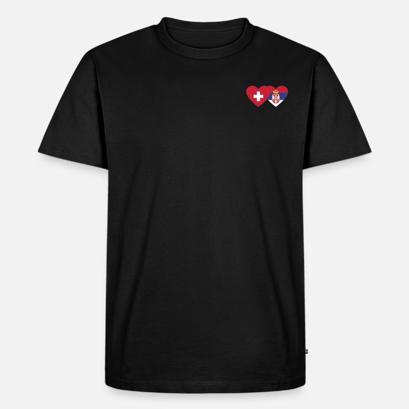 Schweiz Serbien Flagge Herz - Männer Premium Bio T-Shirt - Schwarz