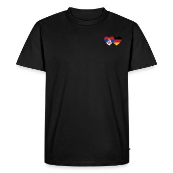 Serbie Allemagne Flag Heart - T-shirt Premium bio Homme - noir - Devant - Nico (187cm)