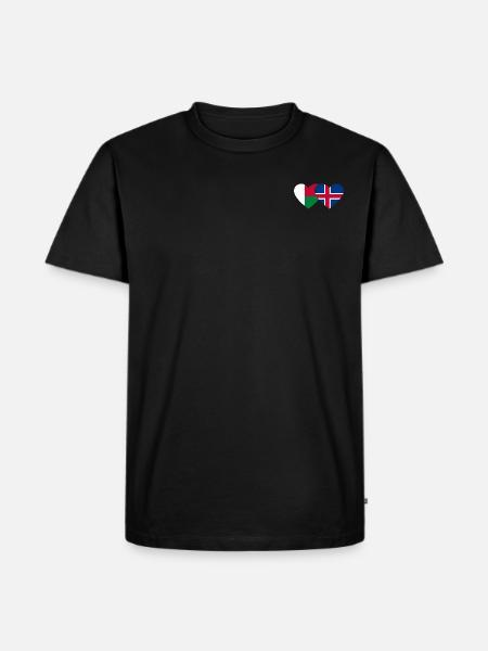 Madagascar Iceland Flag Heart - Men's Premium Organic T-Shirt - black