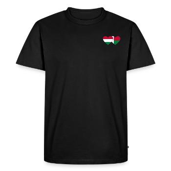 Hungary Madagascar Flag Heart - Men's Premium Organic T-Shirt - black - Front - Nico (187cm)