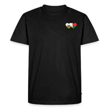 Wales Madagascar Flag Heart - Men's Premium Organic T-Shirt - black - Front - Nico (187cm)