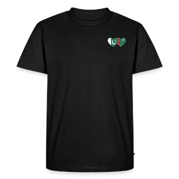 Pakistan Turkménistan Flag Heart - T-shirt Premium bio Homme - noir - Devant - Nico (187cm)