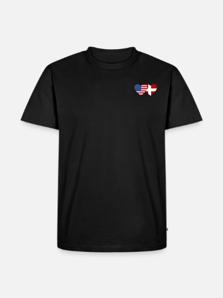 USA Denmark Flag Heart - Men's Premium Organic T-Shirt - black