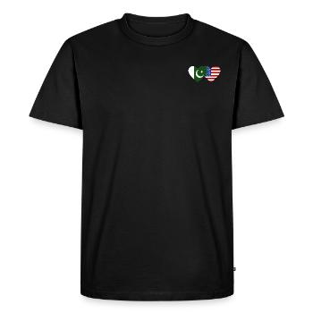 Pakistan USA Flag Heart - Men's Premium Organic T-Shirt - black - Front - Nico (187cm)