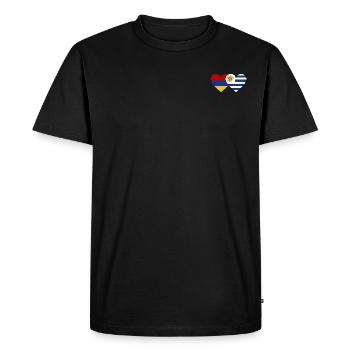 Armenia Uruguay Flag Heart - Men's Premium Organic T-Shirt - black - Front - Nico (187cm)