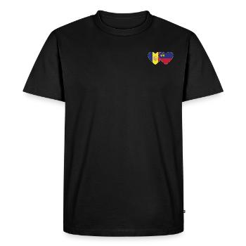 Andorra Liechtenstein Flag Heart - Men's Premium Organic T-Shirt - black - Front - Nico (187cm)