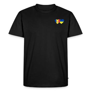 Andorra Ukraine Flag Heart - Men's Premium Organic T-Shirt - black - Front - Nico (187cm)
