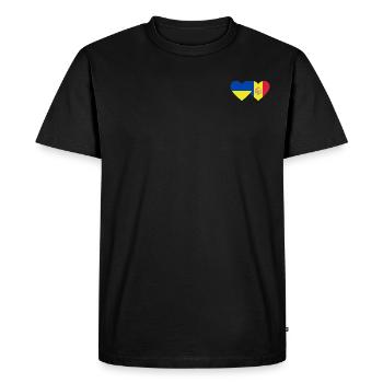 Ukraine Andorra Flag Heart - Men's Premium Organic T-Shirt - black - Front - Nico (187cm)
