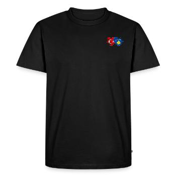 Turkey Kosovo flag heart used - Men's Premium Organic T-Shirt - black - Front - Nico (187cm)