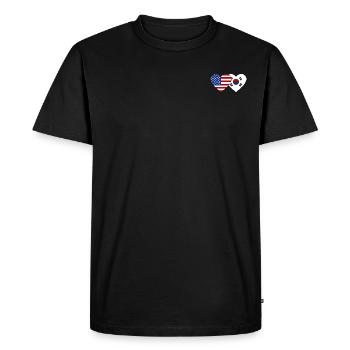 États-Unis, Corée du Sud, Drapeau Coeur - T-shirt Premium bio Homme - noir - Devant - Nico (187cm)